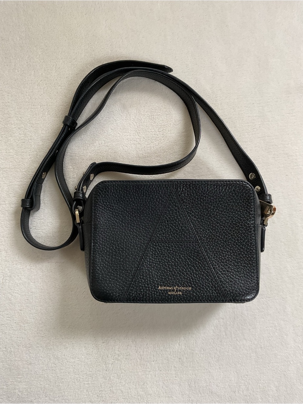 Aspinal of London Camera A Bag Black Pebble Leather Crossbody - Picture 2 of 16